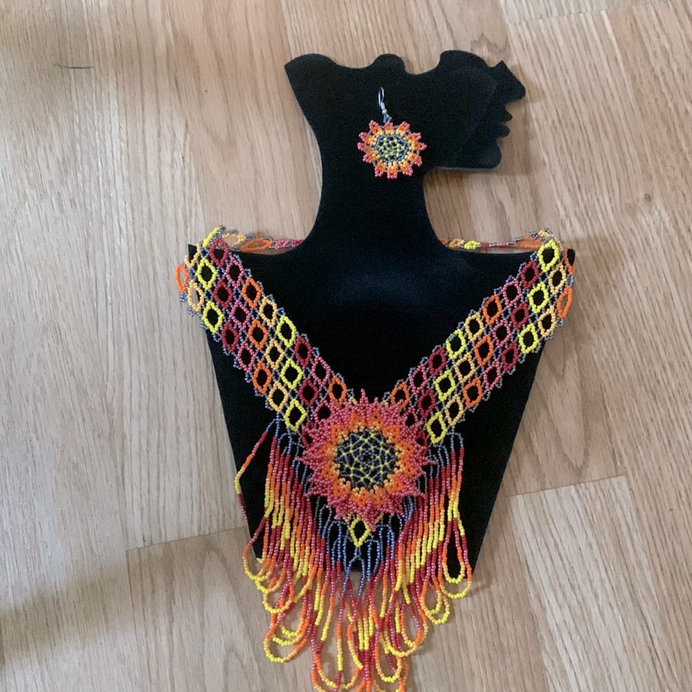 Beautiful beaded necklace and earrings set
